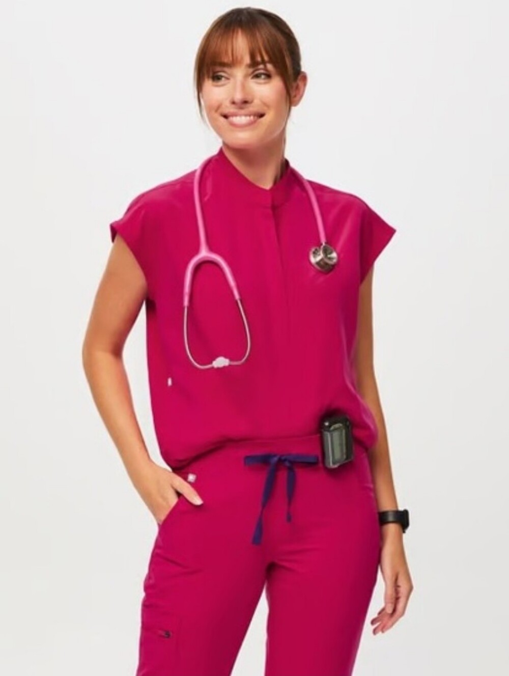 FIGS Ultra Rose Scrub Set Rafaela Top & Zamora Jogger Pink Uniform Size XS & MP